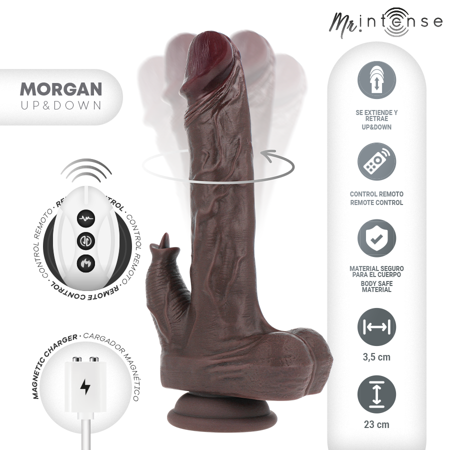 Mr Intense - Morgan Bambola Realistica Multifunzione con Vibrazione e Telecomando su e Giù 23 Cm Ø 3,5 Cm - immagine 2