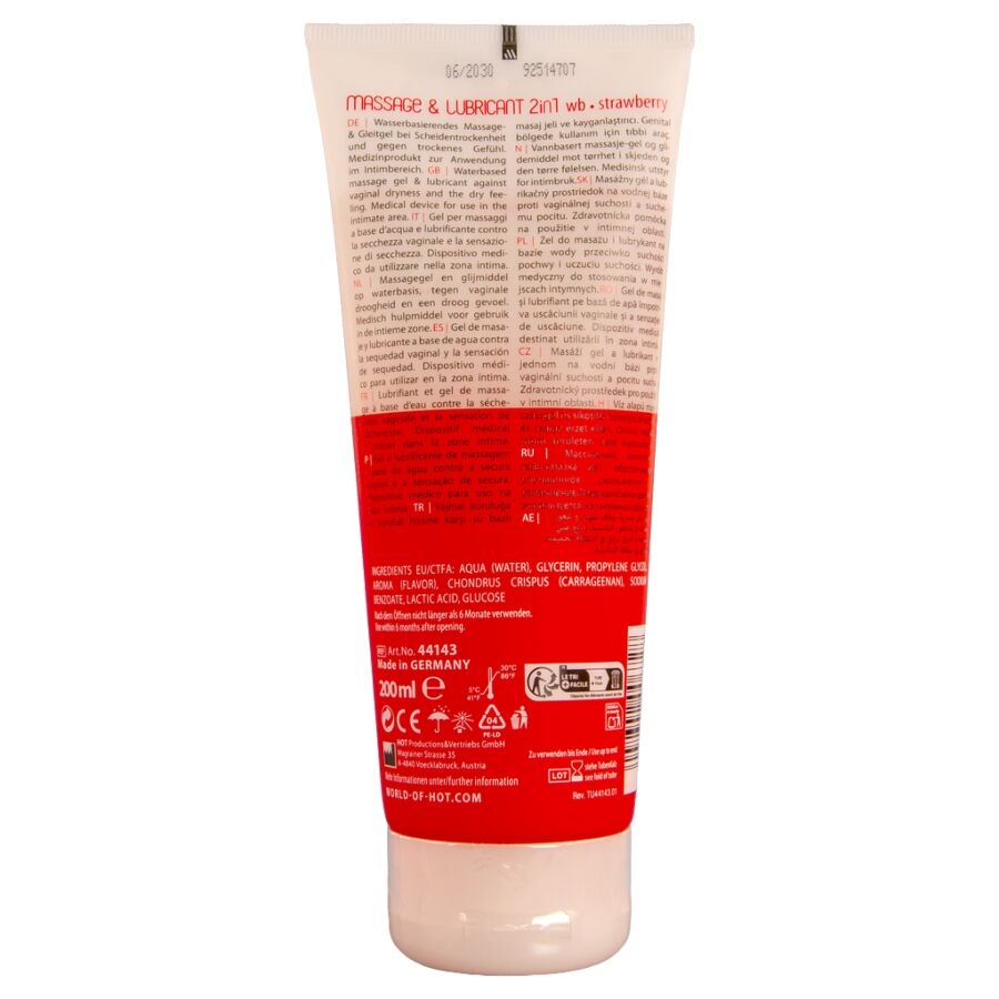 Hot - Massage & Glide Gel 2In1 Fragola 200 Ml - immagine 2