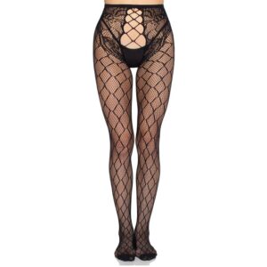 Leg Avenue - Collant a Rete 1966 con Slip Senza Cavallo Nero - Taglia Unica