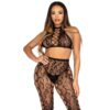 Leg Avenue - 89372 Crop Top e Collant Senza Cavallo Nero - Taglia Unica