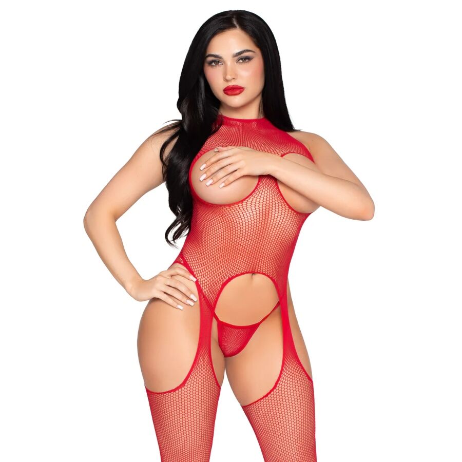 Leg Avenue - 89374 Bodystocking e Slip Senza Coppe Rosso - Taglia Unica - immagine 2