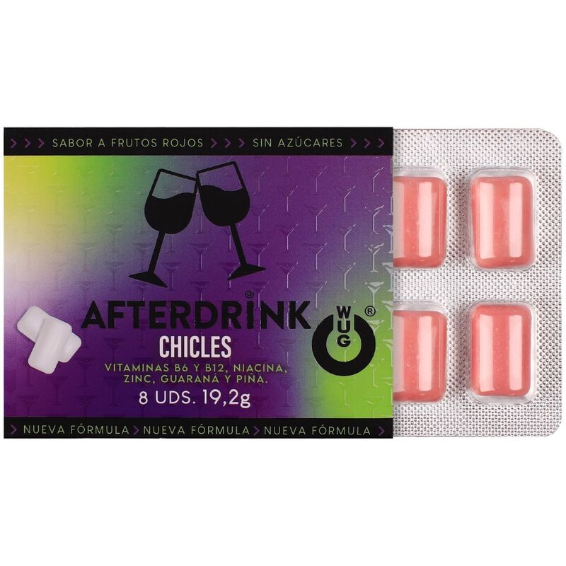 Wug After Drink – La Gomma Da Masticare Funzionale Che Ti Aiuta A Recuperare Le Energie Dopo Una Serata Fuori. Blister Da 8 Pezzi - immagine 2