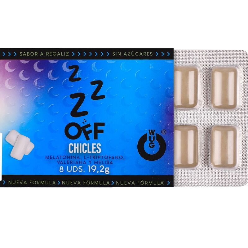 Wug Off - La Gomma da Masticare Funzionale Che Ti Aiuta a Rilassarti e a Dormire Meglio. Blister da 8 Confezioni - immagine 2