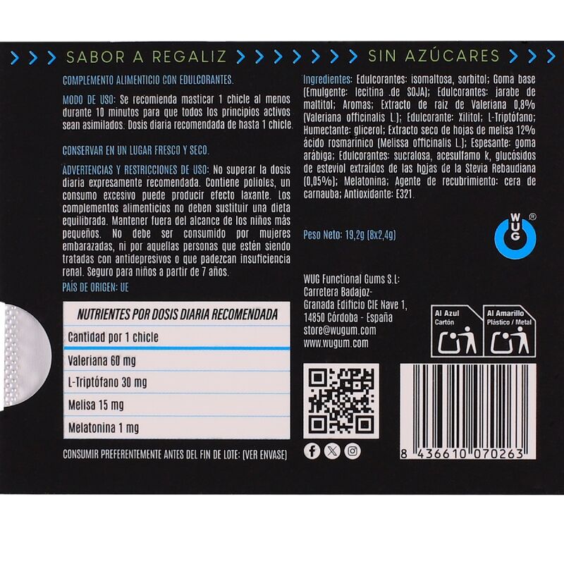 Wug Off - La Gomma da Masticare Funzionale Che Ti Aiuta a Rilassarti e a Dormire Meglio. Blister da 8 Confezioni - immagine 4