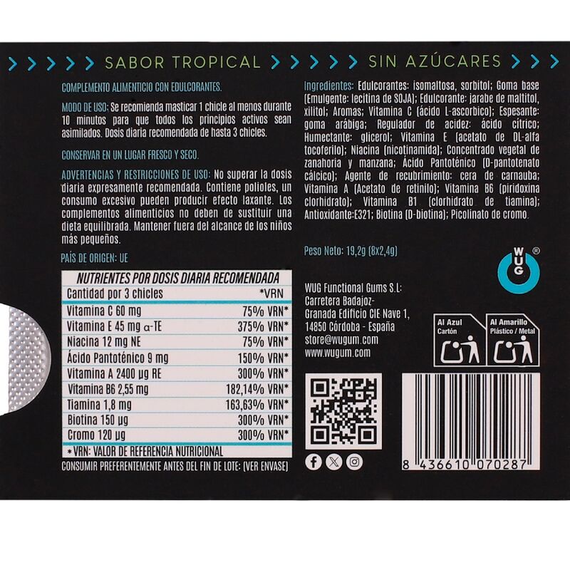 Wug Multivit - La Gomma da Masticare Funzionale Che Rafforza le Tue Difese Ogni Giorno. Blister da 8 Unità - immagine 4