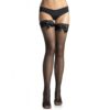 Leg Avenue - Collant a Rete Neri con Pizzo e Dettaglio Fiocco