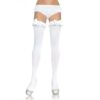 Leg Avenue - Collant Bianco Opaco con Finitura Volant e Fiocco
