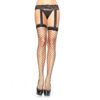 Leg Avenue - Calze a Rete con Reggisera in Pizzo Nero