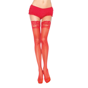 Leg Avenue - Collant Rosso con Pizzo Autoadesivo