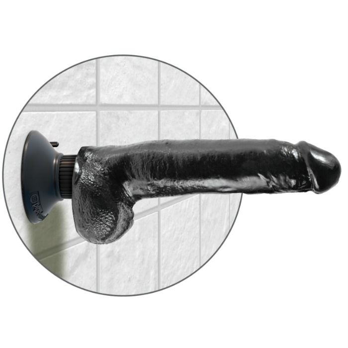 King Cock - Dildo Vibrante con Testicoli 23 Cm Nero - immagine 4