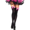 Leg Avenue - Calzamaglia in Nylon con Fiocco Nero/Rosa