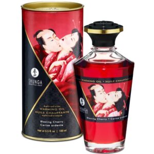 Shunga - Olio da Massaggio Effetto Calore Sapore Intenso di Ciliegia 100 Ml