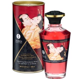 Shunga - Olio da Massaggio Effetto Calore Fragole e Cava 100 Ml