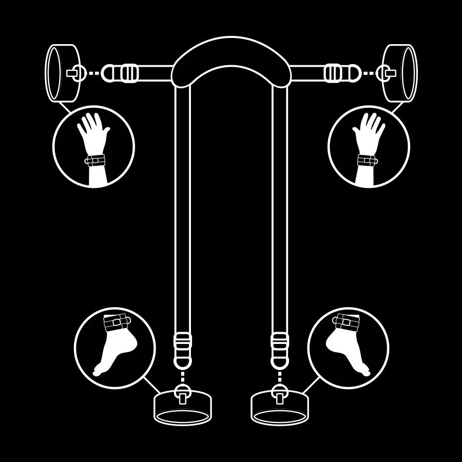 Fetish Submissive - Posizione Master con 4 Manette Rivestite in Noprene - immagine 4