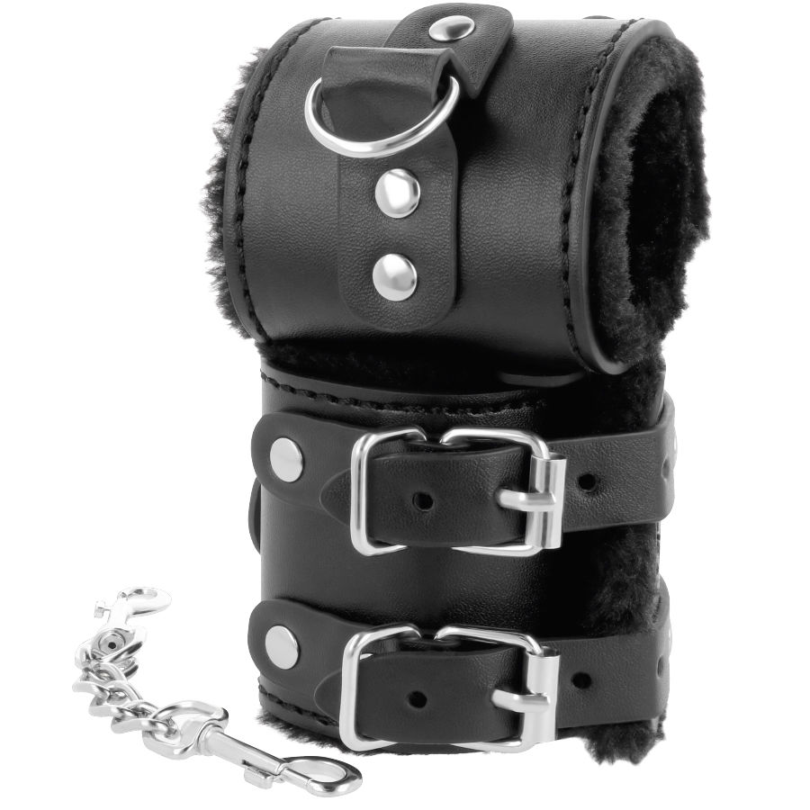 Darkness - Manette Nere Regolabili in Pelle con Fodera - immagine 2