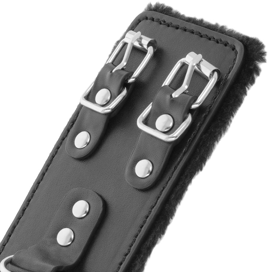Darkness - Manette Nere Regolabili in Pelle con Fodera - immagine 4