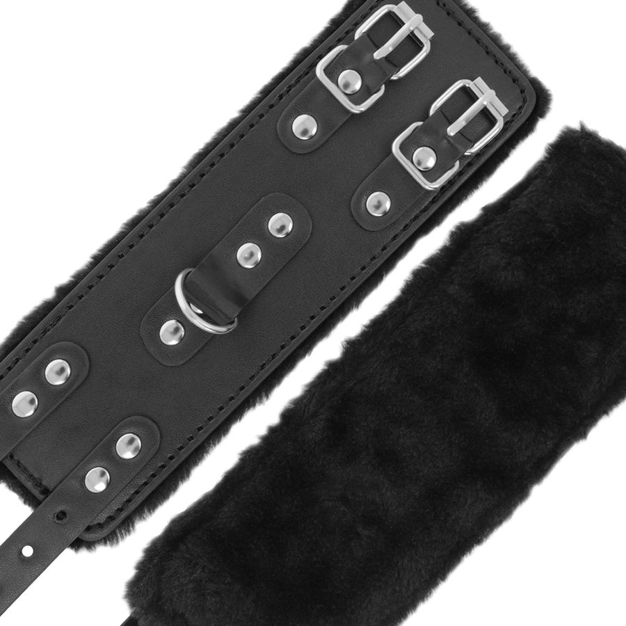 Darkness - Manette Nere Regolabili in Pelle con Fodera - immagine 5