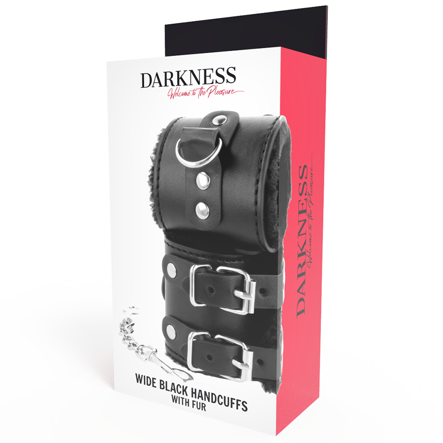 Darkness - Manette Nere Regolabili in Pelle con Fodera - immagine 6