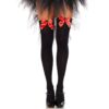 Leg Avenue - Calzamaglia in Nylon Nero con Fiocco Rosso Taglia Unica