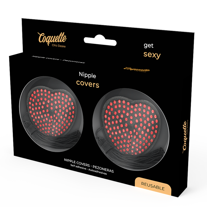Coquette Chic Desire - Copri Capezzoli Cuore Nero / Rosso - immagine 4