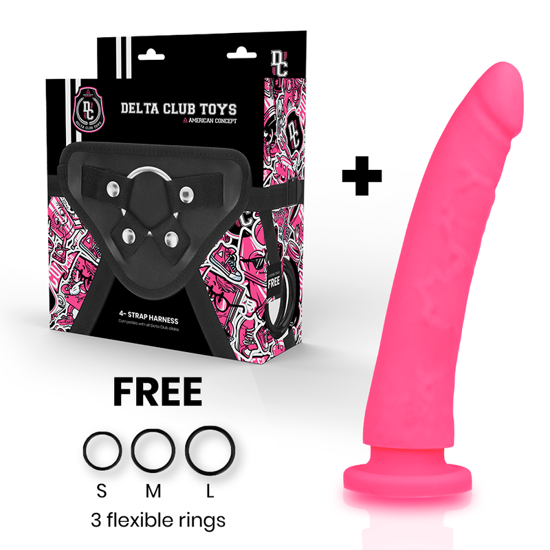 Delta Club - Toys Imbracatura + Dong Silicone Rosa 20 Cm -O- 4 Cm - immagine 2