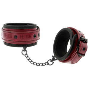 Fetish Submissive Dark Room - Manette alla Caviglia Vegan in Pelle con Fodera in Neoprene