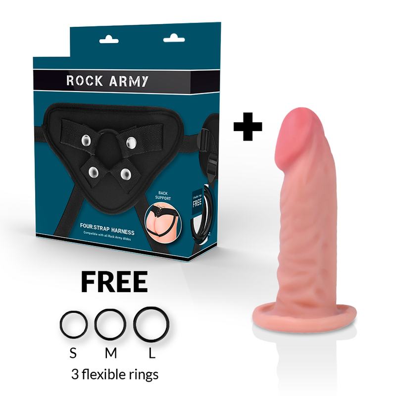 Rockarmy - Imbracatura + Dildo Realistico Tigre a Doppia Densità 14 Cm Ø 4.46 Cm - immagine 2