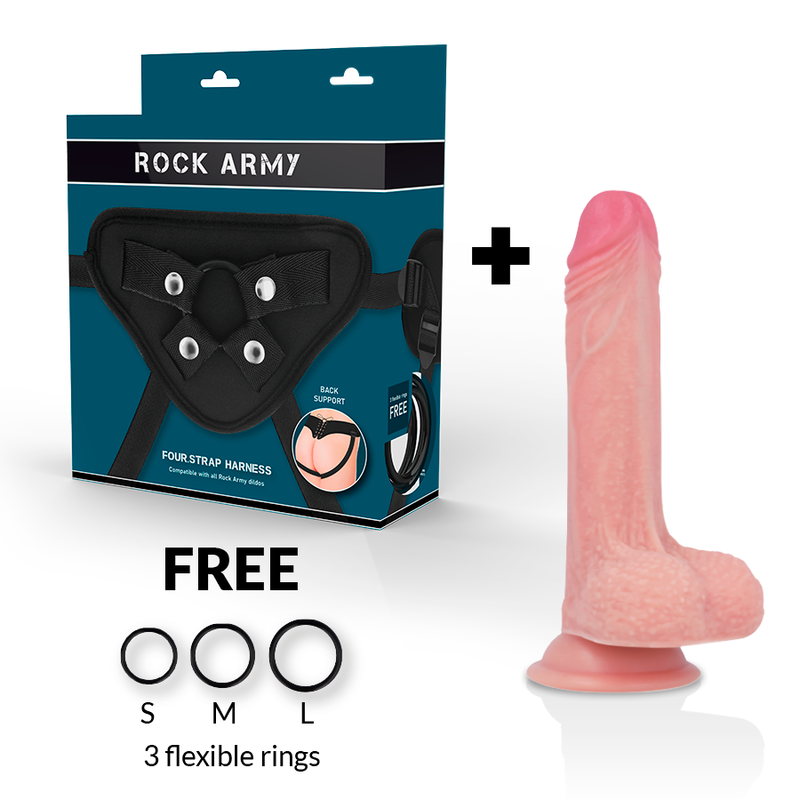 Rockarmy - Imbracatura + Silicone Liquido Premium Mustang Realistico 18 Cm Ø 4.14 Cm - immagine 2