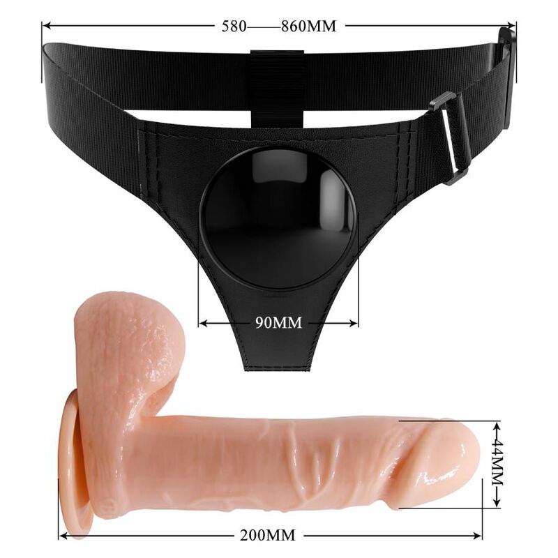 Pretty Love - Imbragatura Slip Universale Con Dildo Tom 20 Cm Naturale - immagine 6