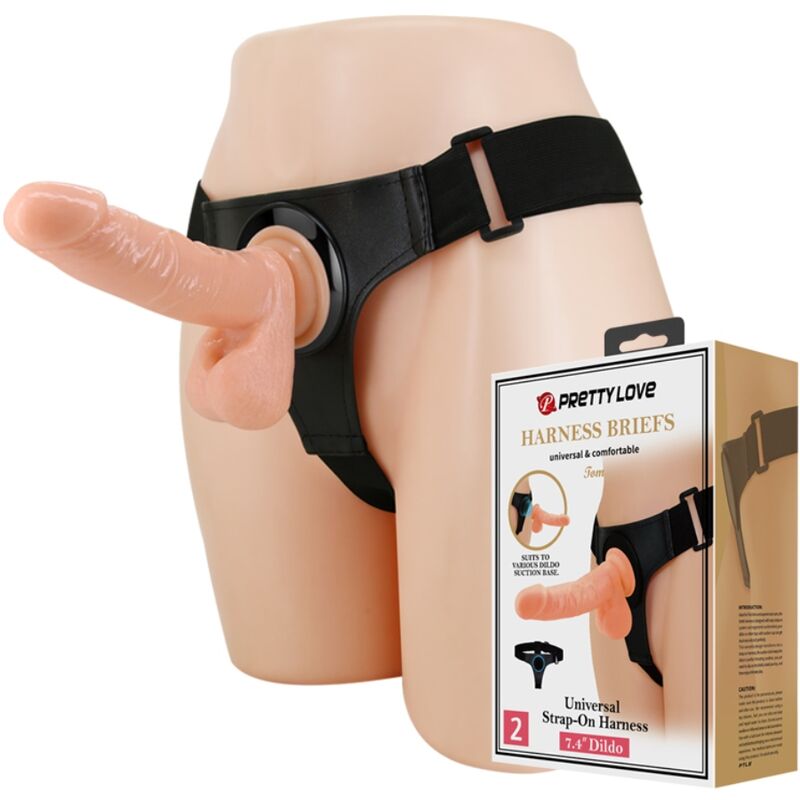 Pretty Love - Imbragatura Slip Universale Con Dildo Tom 20 Cm Naturale - immagine 2