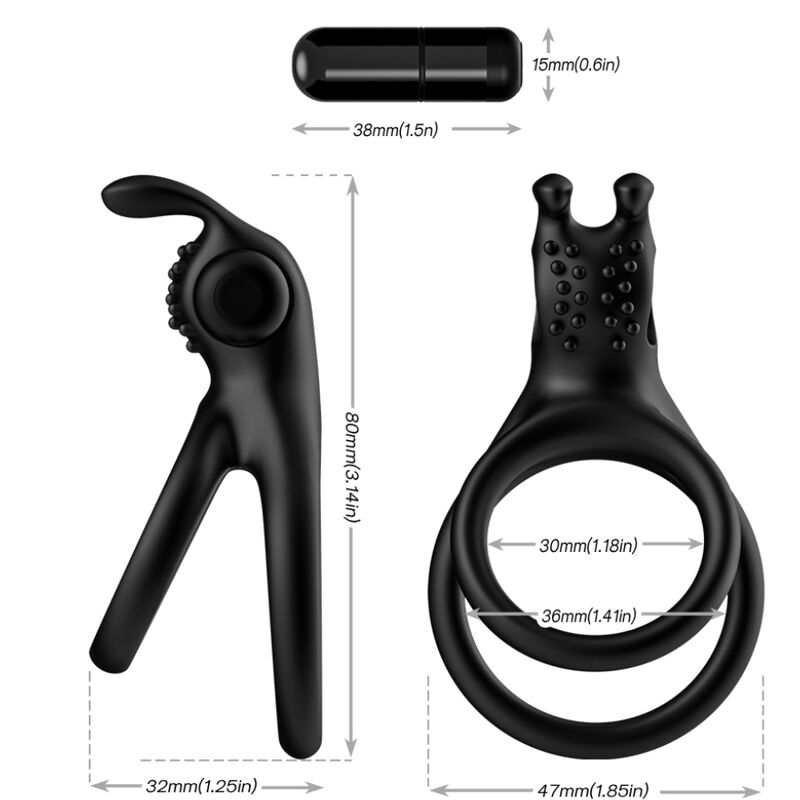 Armony - Anello Vibratore Doppio Traveller Per Coppia Rabbit Black - immagine 3