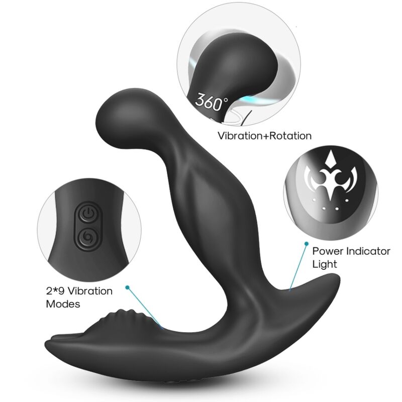 Armony - Bat King Vibratore Rotatore Anale Della Prostata Telecomando Nero - immagine 2
