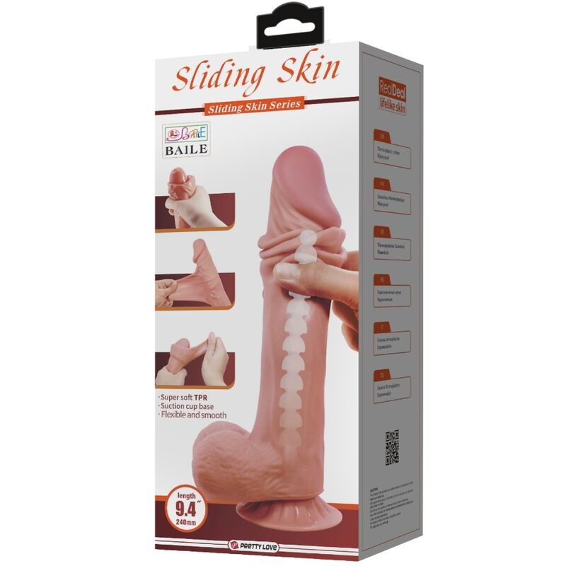 Pretty Love - Dildo Realistico Sliding Skin Series Con Ventosa Scorrevole Della Pelle Marrone 24 Cm - immagine 6