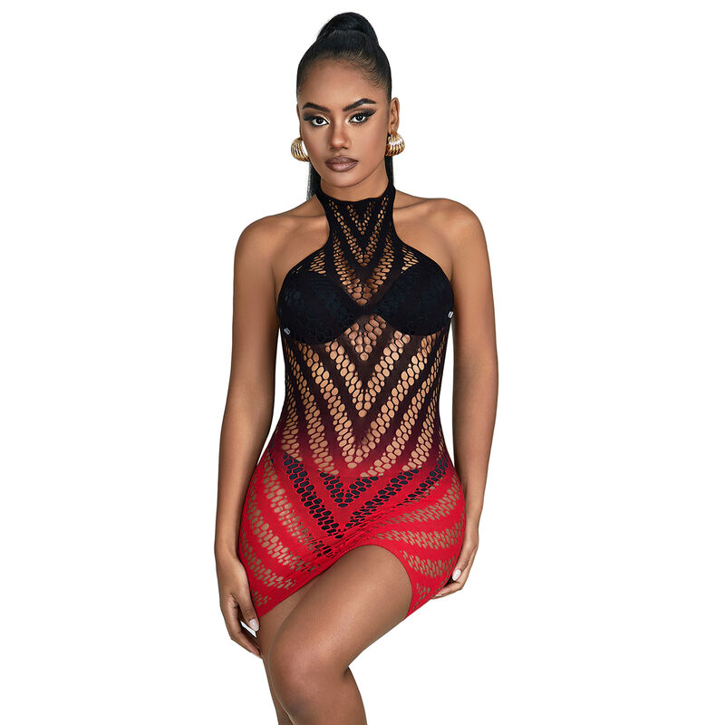 Subblime - 952242 Vestito Elastico A Rete Degradata Rosso E Nero Taglia Unica - immagine 5
