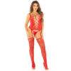 Leg Avenue - Camigarter + Calze + Perizoma Rosso Taglia Unica