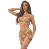 Subblime - 954352 Reggiseno + Perizoma + Cintura Con Fiori Giallo L/Xl