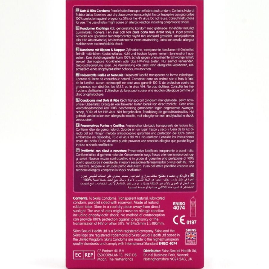 Skins - Dots & Ribs Premium Condoms Confezione Da 16 - immagine 4