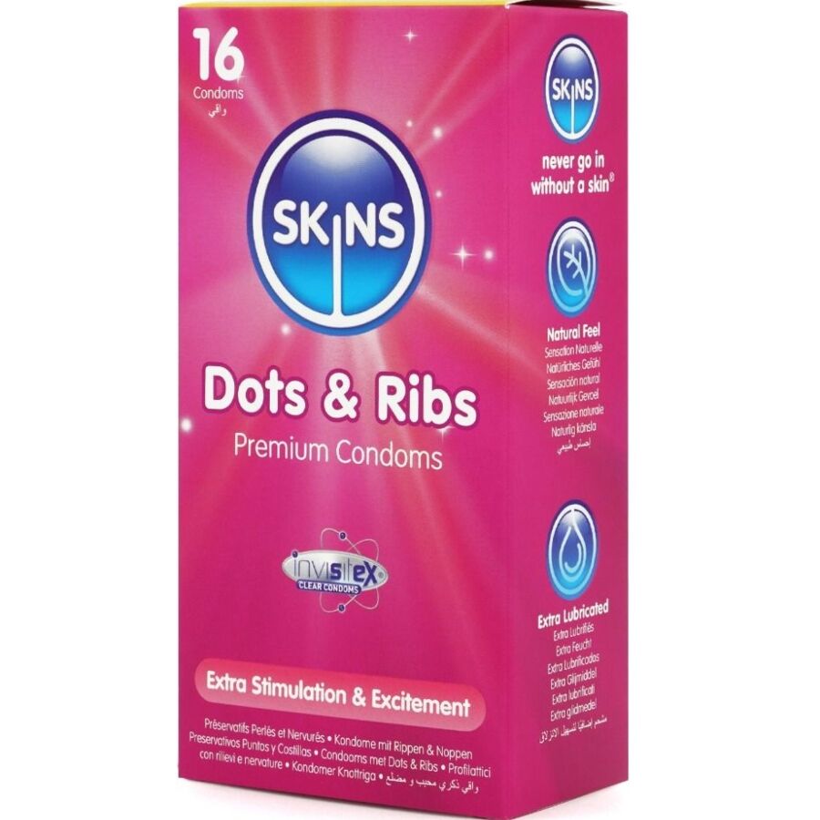 Skins - Dots & Ribs Premium Condoms Confezione Da 16 - immagine 2