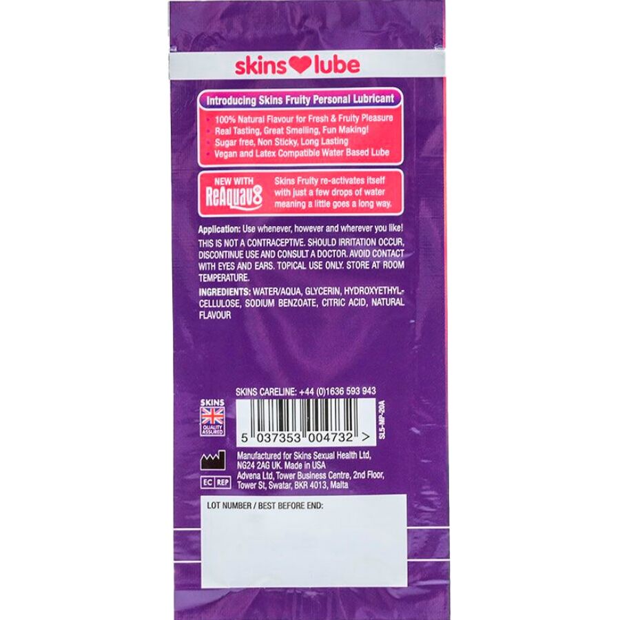 Skins - Lubrificante Fruttato A Base D'acqua Mango E Frutto Della Passione Monodose 5 Ml - immagine 2