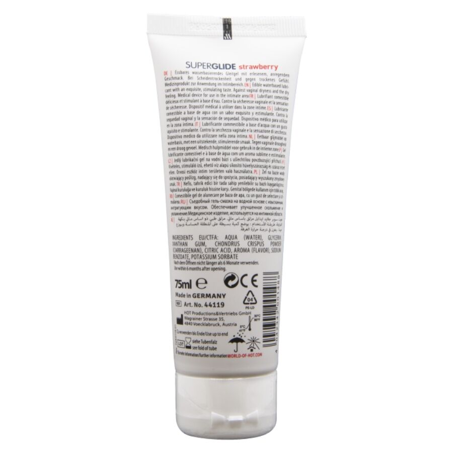 Hot - Superglide Lubrificante Commestibili A Base D'acqua Fragola 75 Ml - immagine 2