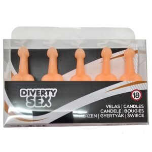 Diablo Picante - Scatola Da 5 Candele A Forma Di Pene Carne