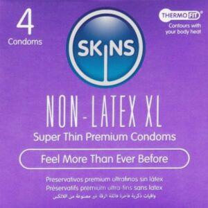 Skins Non-Latex XL – Preservativi Senza Lattice, 4 Pezzi
