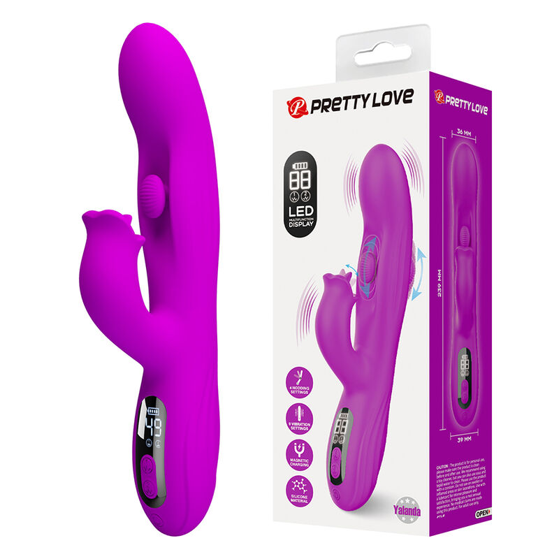 Pretty Love - Vibratore Oscillante Yalanda Rabbit Con Display Led Viola - immagine 4