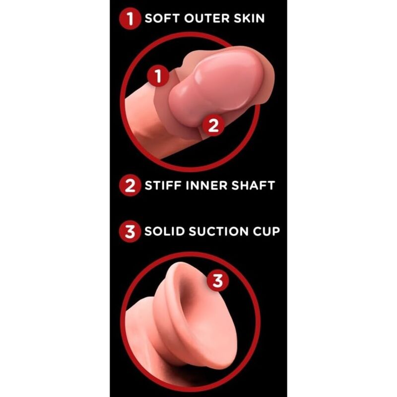 King Cock Plus - Dildo Realistico A Tripla Densità Con Testicoli Oscillanti 23 Cm Carne - immagine 5