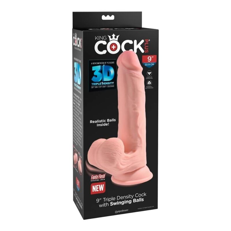 King Cock Plus - Dildo Realistico A Tripla Densità Con Testicoli Oscillanti 23 Cm Carne - immagine 6